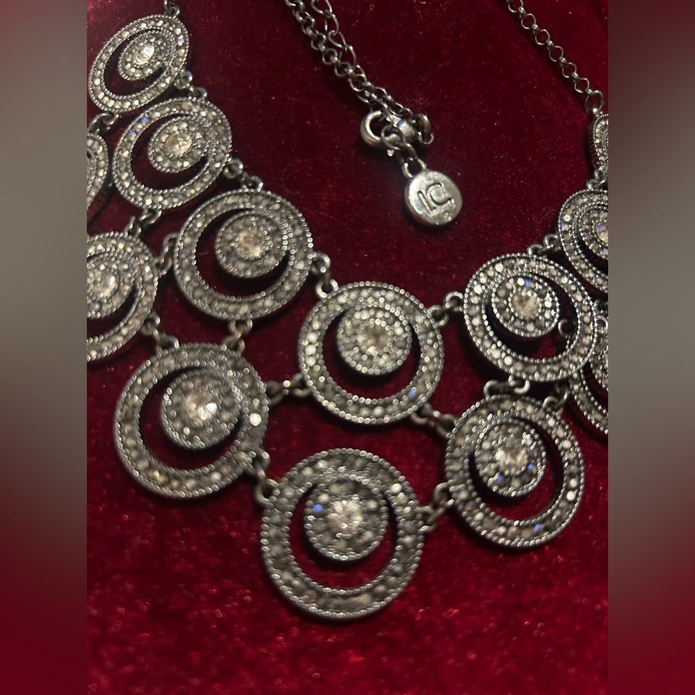 Marcazite marcasite diamanté silver grey necklace beautiful old look goth - Picture 4 of 5